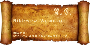 Miklovicz Valentin névjegykártya